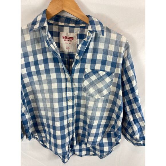 Mossimo Supply Co Crop Gingham Button Down shirt Size XS - Picture 2 of 4